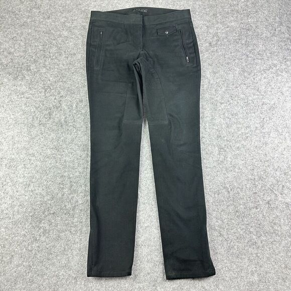 Theory Pants Womens 2 Black Riding Cotton Twill Ankle Zip Stretch Career Office - Picture 1 of 15